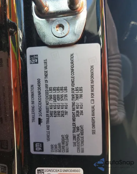 2022 Chevrolet Suburban C1500 Rst from USA, damaged, VIN 1GNSCEKD1NR304560